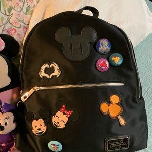 Disney Black Backpack with Mickey Mouse Icons